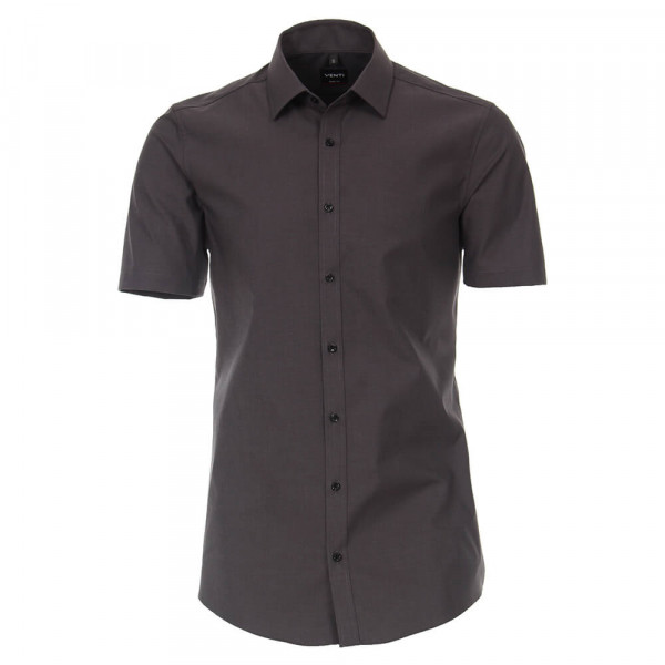 Venti shirt BODY FIT UNI POPELINE anthracite with Kent collar in narrow cut