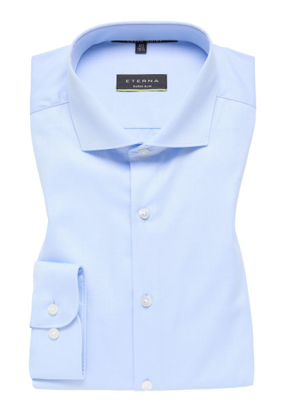 Eterna shirt SUPER SLIM TWILL light blue with Shark collar in super slim cut