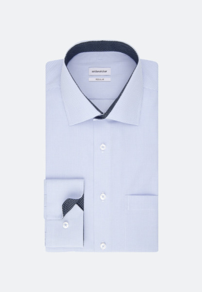 Seidensticker shirt REGULAR FIT UNI POPELINE light blue with Business Kent collar in classic cut