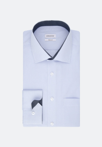 Chemise Seidensticker REGULAR FIT UNI POPELINE bleu clair avec col Business Kent en coupe classique