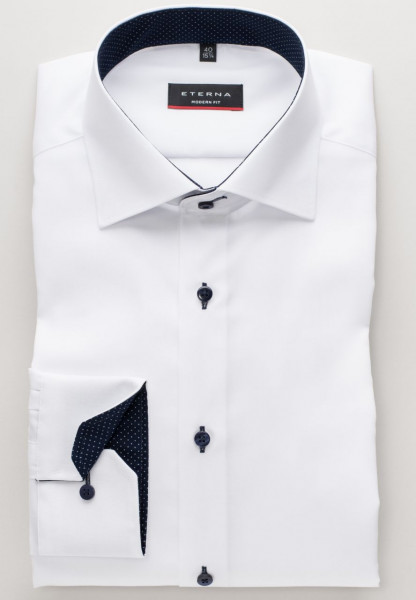 Chemise Eterna MODERN FIT BEAUX OXFORD blanc avec col Classic Kent en coupe moderne