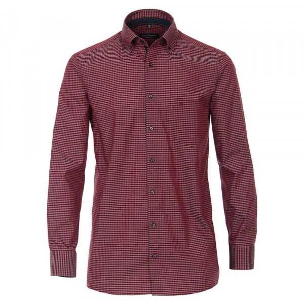 CASAMODA shirt COMFORT FIT UNI POPELINE red with Button Down collar in classic cut