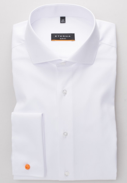 Eterna Hemd SLIM FIT TWILL weiss mit Hai Kragen in schmaler Schnittform