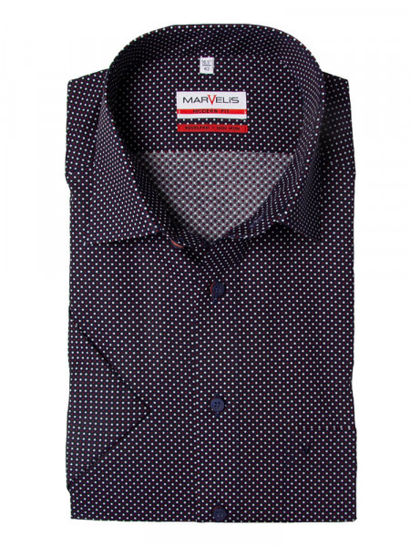 Marvelis Hemd MODERN FIT UNI POPELINE dunkelblau mit New Kent Kragen in moderner Schnittform