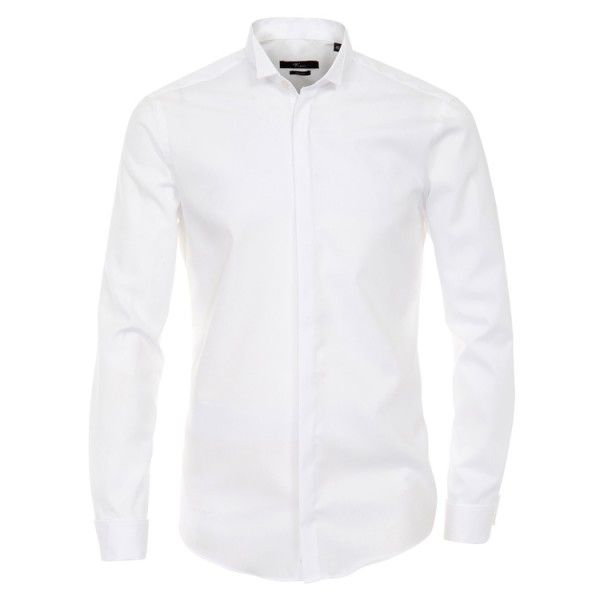 Shirt Venti &quot;Popeline&quot; wit met Wing en verborgen knoopsluiting in moderne pasvorm