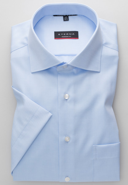 Eterna shirt MODERN FIT TWILL light blue with Classic Kent collar in modern cut