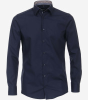 Chemise Venti MODERN FIT UNI POPELINE bleu foncé avec col Kent en coupe moderne