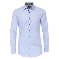 Chemise Venti BODY FIT STRUCTURE bleu clair avec col Kent en coupe étroite