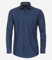 Venti Hemd MODERN FIT STRUKTUR mittelblau mit Kent Kragen in moderner Schnittform