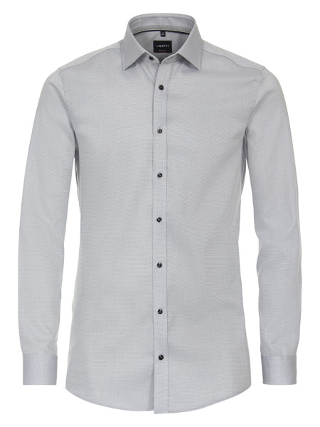 Venti shirt BODY FIT STRUCTURE grey with Kent collar in modern cut