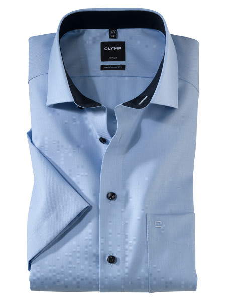 Chemise OLYMP MODERN FIT STRUCTURE bleu clair avec col Global Kent en coupe moderne