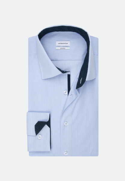 Seidensticker shirt TAILORED UNI POPELINE light blue with Business Kent collar in narrow cut