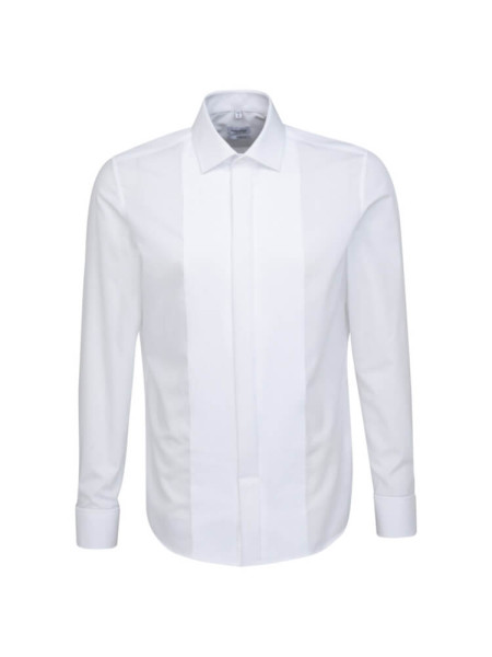 Chemise Seidensticker SLIM UNI POPELINE blanc avec col Business Kent en coupe étroite