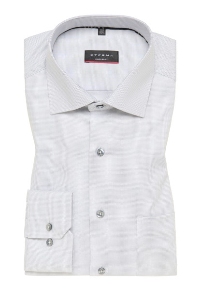 Eterna overhemd MODERN FIT STRUCTUUR grauw met Klassieke Kentkraag in moderne snit