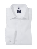 Olymp overhemd MODERN FIT UNI POPELINE wit met Nieuw Kent-kraag in moderne snit