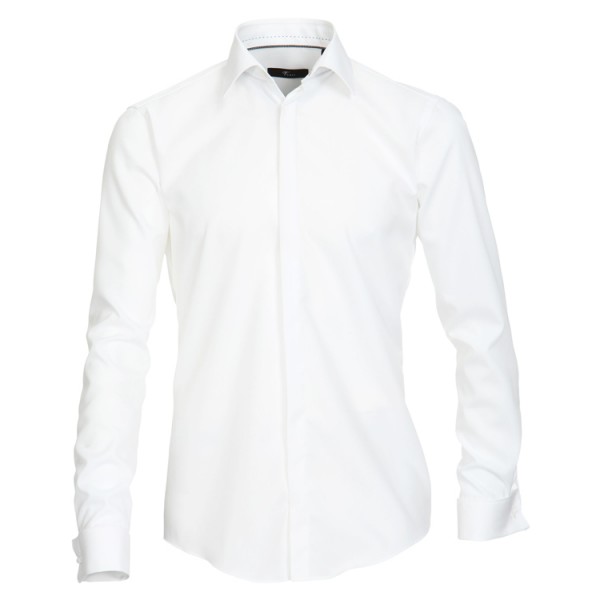 Venti Shirt &quot;Popeline&quot; white with Kent Collar and concealed placket in modern fit