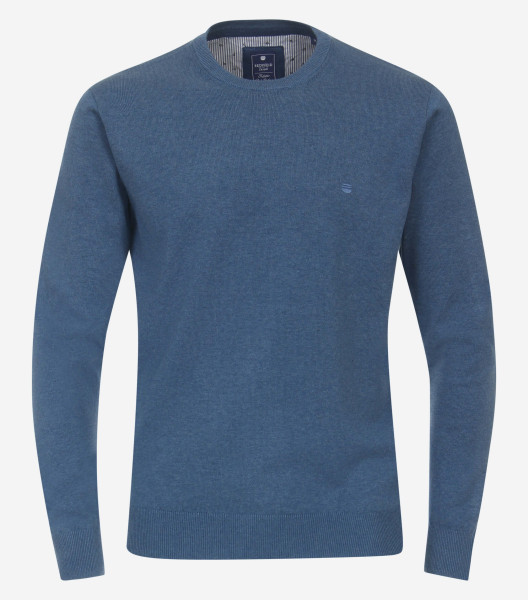 Redmond sweater REGULAR FIT KNITTED medium blue with Round neck collar in classic cut