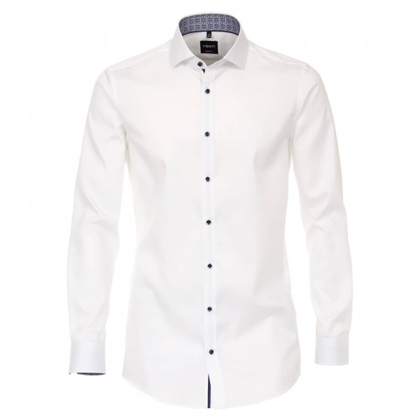 Venti shirt BODY FIT TWILL white with Shark collar in narrow cut