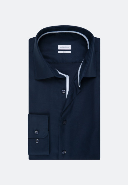Seidensticker shirt SLIM FIT STRUCTURE dark blue with Business Kent collar in narrow cut