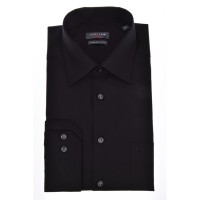 Chemise Jupiter COMFORT FIT UNI POPELINE noir avec col Kent en coupe classique