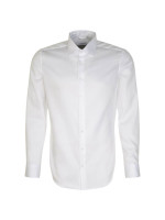 Seidensticker overhemd SLIM TWILL wit met Nieuw Kent-kraag in smalle snit