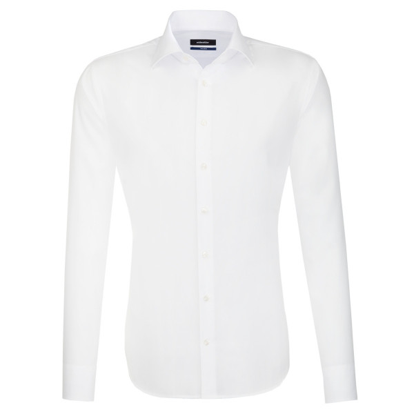 Seidensticker SHAPED shirt UNI POPELINE white with Business Kent collar in modern cut