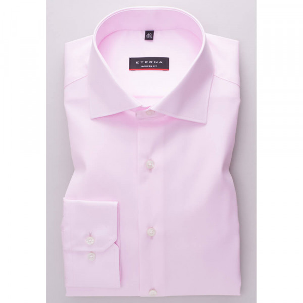 Eterna shirt MODERN FIT TWILL pink with Classic Kent collar in modern cut