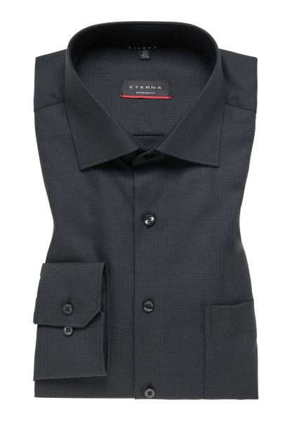 Eterna shirt MODERN FIT STRUCTURE anthracite with Classic Kent collar in modern cut
