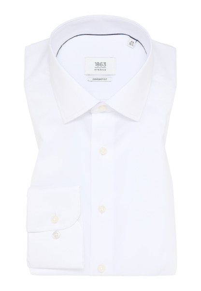 Eterna shirt COMFORT FIT TWILL white with Kent collar in classic cut