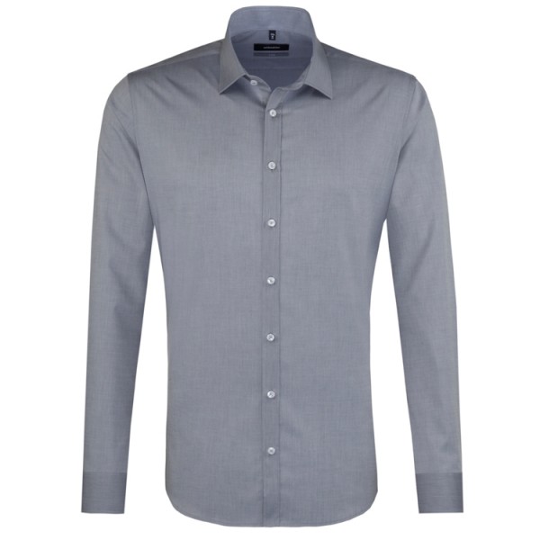 Seidensticker X-SLIM shirt CHAMBRAY grey with Business Kent collar in super slim cut