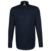 Chemise Seidensticker SLIM FIT STRUCTURE bleu foncé avec col Business Kent en coupe étroite