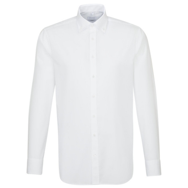 Seidensticker SHAPED Hemd UNI POPELINE weiss mit Button Down Kragen in moderner Schnittform