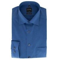 OLYMP Luxor modern fit overhemd CHAMBRAY donkerblauw met Nieuw Kentkraag in moderne snit