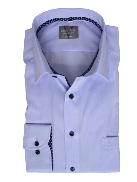 Marvelis Hemd COMFORT FIT UNI POPELINE hellblau mit New Kent Kragen in klassischer Schnittform