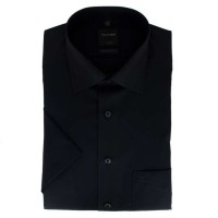 OLYMP Luxor modern fit shirt UNI POPELINE black with New Kent collar in modern cut