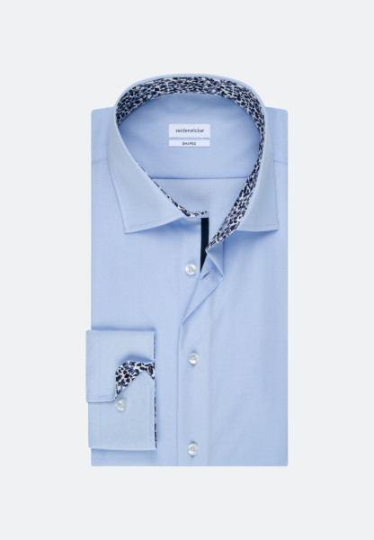 Chemise Seidensticker TAILORED UNI POPELINE bleu clair avec col Business Kent en coupe étroite