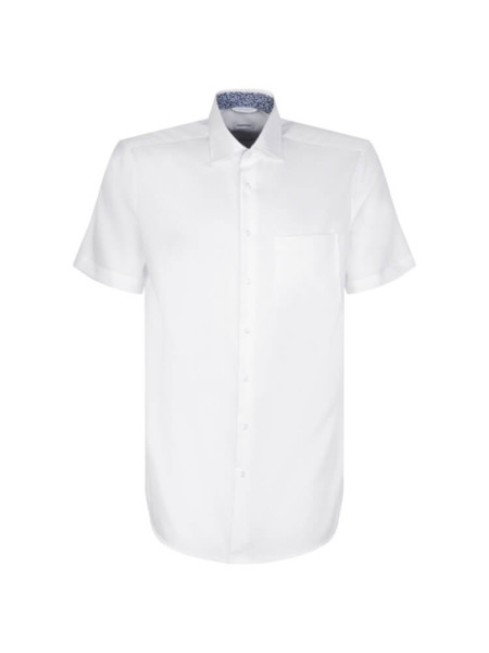 Chemise Seidensticker MODERN TWILL blanc avec col Nouveau Kent en coupe moderne