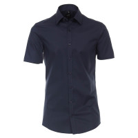 Venti shirt BODY FIT UNI POPELINE dark blue with Kent collar in narrow cut