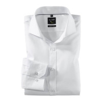 Chemise OLYMP No. Six super slim UNI POPELINE blanc avec col Italien en coupe super étroite