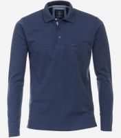 Redmond polo shirt REGULAR FIT UNI STRETCH dark blue with Shark collar in classic cut