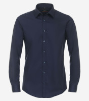 Chemise Redmond SLIM FIT UNI POPELINE bleu foncé avec col Kent en coupe étroite