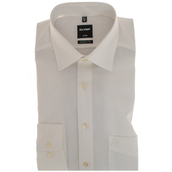 OLYMP Luxor modern fit shirt UNI POPELINE beige with New Kent collar in modern cut