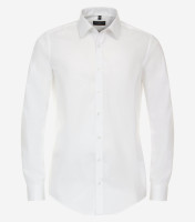 Redmond shirt SLIM FIT UNI POPELINE white with Kent collar in narrow cut