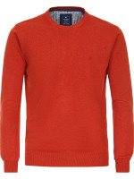 Redmond sweater REGULAR FIT MELANGE red with Round neck collar in classic cut