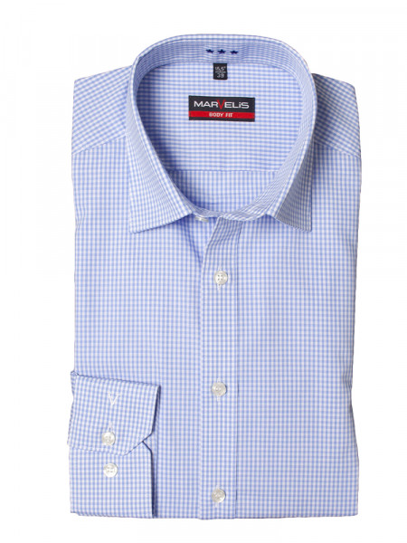 Marvelis BODY FIT Hemd OFFICE hellblau mit New York Kent Kragen in schmaler Schnittform