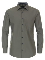 Venti shirt MODERN FIT UNI POPELINE green with Kent collar in modern cut