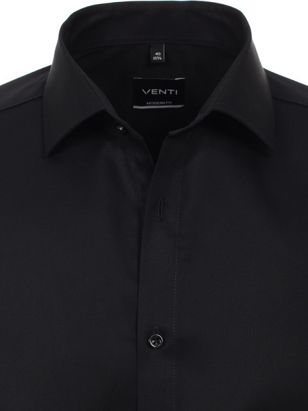 VENTI Regular Fit Hemd Schwarz Kent Twill - Ansicht 1