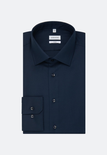 Seidensticker overhemd EXTRA SLIM STRUCTUUR donkerblauw met Business Kent-kraag in super smalle snit