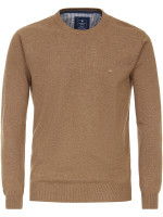 Redmond sweater REGULAR FIT MELANGE beige with Round neck collar in classic cut