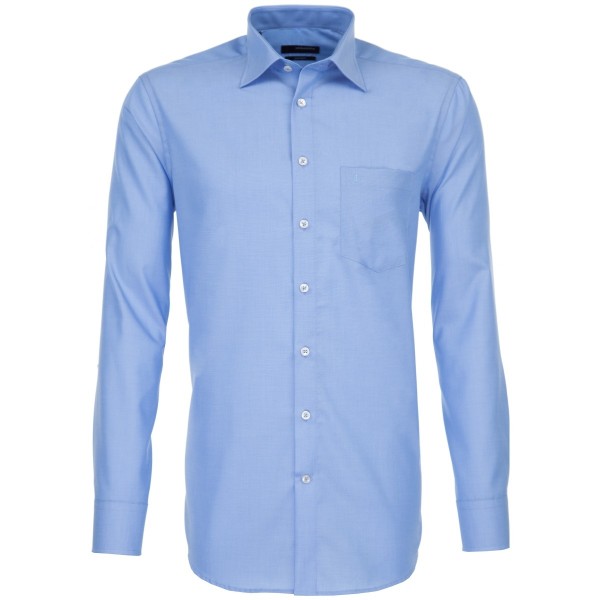 Seidensticker REGULAR shirt FIL À FIL medium blue with Business Kent collar in modern cut